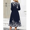 Zeagoo 3/4 Sleeve Women’s Dress Casual Aline Summer Fall Midi Long Dresses(Navy Blue Floral)