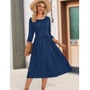 Zeagoo 3/4 Sleeve Women’s Dress Casual Aline Summer Fall Midi Long Dresses(Navy Round Dot)