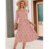 Zeagoo 3/4 Sleeve Women’s Dress Casual Aline Summer Fall Midi Long Dresses(Pink Floral)