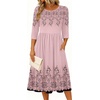 Zeagoo 3/4 Sleeve Women’s Dress Casual Aline Summer Fall Midi Long Dresses(Pink Flower)