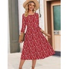 Zeagoo 3/4 Sleeve Women’s Dress Casual Aline Summer Fall Midi Long Dresses(Red Floral)