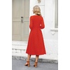 Zeagoo 3/4 Sleeve Women’s Dress Casual Aline Summer Fall Midi Long Dresses(Red Round Dot)