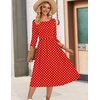 Zeagoo 3/4 Sleeve Women’s Dress Casual Aline Summer Fall Midi Long Dresses(Red Round Dot)