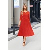 Zeagoo 3/4 Sleeve Women’s Dress Casual Aline Summer Fall Midi Long Dresses(Red Round Dot)