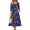 Zeagoo 3/4 Sleeve Women’s Dress Casual Aline Summer Fall Midi Long Dresses(Sf180)