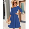 Zeagoo 3/4 Sleeve Women’s Dress Casual Aline Summer Fall Midi Long Dresses(Solid Blue)