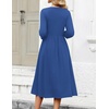 Zeagoo 3/4 Sleeve Women’s Dress Casual Aline Summer Fall Midi Long Dresses(Solid Blue)