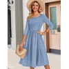 Zeagoo 3/4 Sleeve Women’s Dress Casual Aline Summer Fall Midi Long Dresses(Stripe Print)