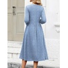 Zeagoo 3/4 Sleeve Women’s Dress Casual Aline Summer Fall Midi Long Dresses(Stripe Print)