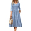 Zeagoo 3/4 Sleeve Women’s Dress Casual Aline Summer Fall Midi Long Dresses(Stripe Print)