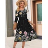 Zeagoo 3/4 Sleeve Women’s Dress Casual Aline Summer Fall Midi Long Dresses(Wf120)