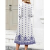 Zeagoo 3/4 Sleeve Women’s Dress Casual Aline Summer Fall Midi Long Dresses(White Ethnic Print)
