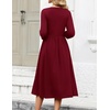 Zeagoo 3/4 Sleeve Women’s Dress Casual Aline Summer Fall Midi Long Dresses(Wine Red)