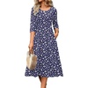 Zeagoo 3/4 Sleeve Women’s Dress Casual Aline Summer Fall Midi Long Dresses(Xh445)