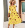 Zeagoo 3/4 Sleeve Women’s Dress Casual Aline Summer Fall Midi Long Dresses(Yellow Floral)