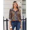 Zeagoo Blouse for Women Dressy Long Sleeve Button Down Shirts V Neck Tops(Boho Multicolor 721)
