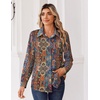 Zeagoo Blouse for Women Dressy Long Sleeve Button Down Shirts V Neck Tops(Boho Multicolor 721)