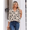 Zeagoo Blouse for Women Dressy Long Sleeve Button Down Shirts V Neck Tops(Geometric Beige 602)