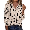 Zeagoo Blouse for Women Dressy Long Sleeve Button Down Shirts V Neck Tops(Geometric Beige 602)