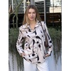 Zeagoo Blouse for Women Dressy Long Sleeve Button Down Shirts V Neck Tops(Geometric Beige 602)
