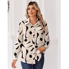 Zeagoo Blouse for Women Dressy Long Sleeve Button Down Shirts V Neck Tops(Geometric Beige 602)