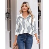 Zeagoo Blouse for Women Dressy Long Sleeve Button Down Shirts V Neck Tops(Geometric Grey 611)