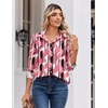 Zeagoo Blouse for Women Dressy Long Sleeve Button Down Shirts V Neck Tops(Geometric Pink 603)