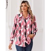 Zeagoo Blouse for Women Dressy Long Sleeve Button Down Shirts V Neck Tops(Geometric Pink 603)