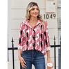 Zeagoo Blouse for Women Dressy Long Sleeve Button Down Shirts V Neck Tops(Geometric Pink 603)