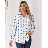 Zeagoo Blouse for Women Dressy Long Sleeve Button Down Shirts V Neck Tops(Geometric White 599)