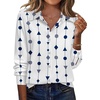 Zeagoo Blouse for Women Dressy Long Sleeve Button Down Shirts V Neck Tops(Geometric White 599)