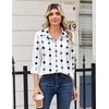 Zeagoo Blouse for Women Dressy Long Sleeve Button Down Shirts V Neck Tops(Geometric White 599)