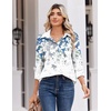 Zeagoo Blouse for Women Dressy Long Sleeve Button Down Shirts V Neck Tops(Leaf Blue 181)