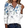 Zeagoo Blouse for Women Dressy Long Sleeve Button Down Shirts V Neck Tops(Leaf Blue 181)