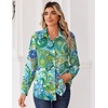 Zeagoo Blouse for Women Dressy Long Sleeve Button Down Shirts V Neck Tops(Paisley Green Blue 2)