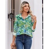 Zeagoo Blouse for Women Dressy Long Sleeve Button Down Shirts V Neck Tops(Paisley Green Blue 2)