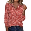 Zeagoo Blouse for Women Dressy Long Sleeve Button Down Shirts V Neck Tops(Polka Dot Red 590)