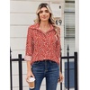 Zeagoo Blouse for Women Dressy Long Sleeve Button Down Shirts V Neck Tops(Polka Dot Red 590)