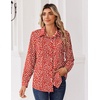 Zeagoo Blouse for Women Dressy Long Sleeve Button Down Shirts V Neck Tops(Polka Dot Red 590)