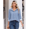 Zeagoo Blouse for Women Dressy Long Sleeve Button Down Shirts V Neck Tops(Stripes Blue 273)