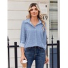 Zeagoo Blouse for Women Dressy Long Sleeve Button Down Shirts V Neck Tops(Stripes Blue 273)