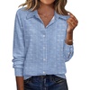 Zeagoo Blouse for Women Dressy Long Sleeve Button Down Shirts V Neck Tops(Stripes Blue 273)