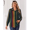 Zeagoo Blouse for Women Dressy Long Sleeve Button Down Shirts V Neck Tops(Stripes Multicolor 275)