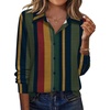 Zeagoo Blouse for Women Dressy Long Sleeve Button Down Shirts V Neck Tops(Stripes Multicolor 275)