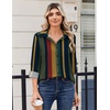 Zeagoo Blouse for Women Dressy Long Sleeve Button Down Shirts V Neck Tops(Stripes Multicolor 275)