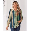 Zeagoo Blouse for Women Dressy Long Sleeve Button Down Shirts V Neck Tops(Stripes Multicolor 289)