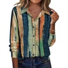 Zeagoo Blouse for Women Dressy Long Sleeve Button Down Shirts V Neck Tops(Stripes Multicolor 289)