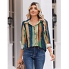 Zeagoo Blouse for Women Dressy Long Sleeve Button Down Shirts V Neck Tops(Stripes Multicolor 289)