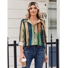 Zeagoo Blouse for Women Dressy Long Sleeve Button Down Shirts V Neck Tops(Stripes Multicolor 289)
