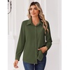 Zeagoo Blouse for Women Dressy Long Sleeve Button Down Shirts V Neck Tops(Z Army Green)